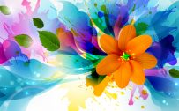 Picture of Abstract 3D Painting Wallpaper with Colorful Flower