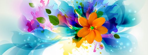 Picture of Abstract 3D Painting Wallpaper with Colorful Flower