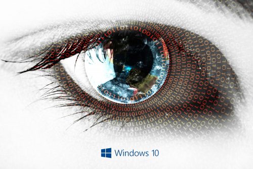 Windows 10 Wallpaper with Abstract Binary Numbers on Eye
