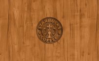 Starbucks Logo Wallpaper with Wood background
