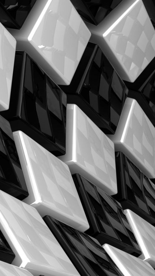 3D cubes white and black iphone 7 background