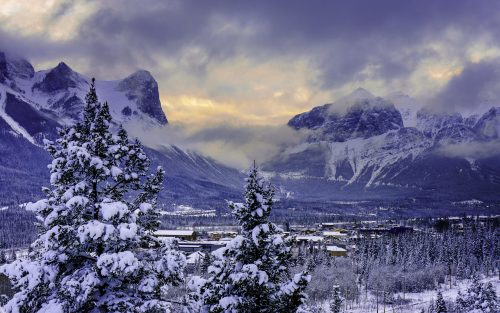 Nature Scenes Wallpaper with Picture of Alberta Banff National Park Mountain in Canada