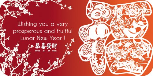 The Image Attachment of Chinese new year card design in red and white
