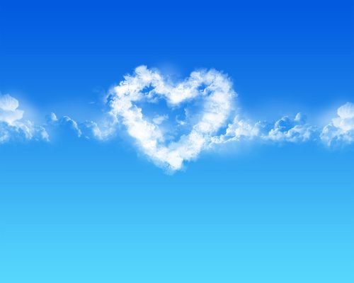 Clear Blue Sky and Heart Shaped Cloud 5 of 57