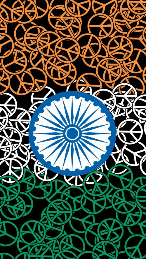 India Flag for Mobile Phone Wallpaper 5 of 17 - Abstract Flag with Peace Symbol