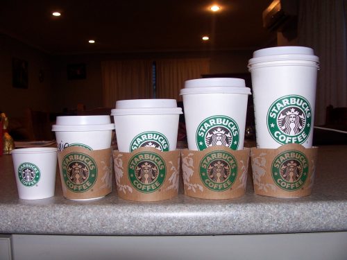 Artistic Starbucks Coffee Wallpaper with Various Cup Size Picture