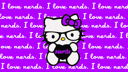 Hello Kitty Nerd Wallpaper with Purple Background and Quotes