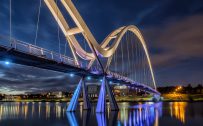 Long Exposure Photo of Stockton Bridge Light at Night