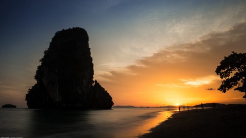 Long exposure photo of sunset in Phra Nang beach in Thailand