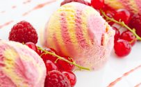HD Picture of Ice Cream and fruits - Cherry and Raspberry