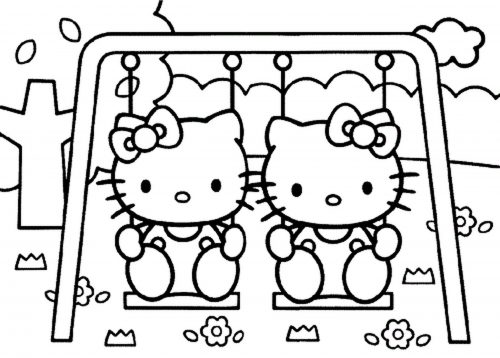 Kitty and Mimmy for Hello Kitty Coloring Pages 03 of 15