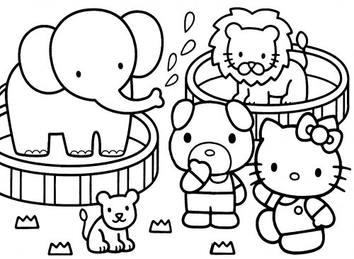 Kitty and Friends in the Zoo - Hello Kitty Coloring Pages 04 of 15