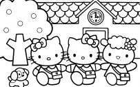 Hello Kitty Coloring Pages 07 of 15 with Mimmy, Kitty and Fifi