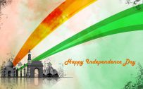 Free Download of Artistic Happy Independence Day Wallpaper with Indian Famous Buildings