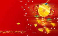 Free Download of Imlek Wallpaper for Chinese New Year with Cartoon and Red Background