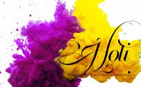 HD Holi Wallpaper with Yellow and Purple Color in 1920x1080