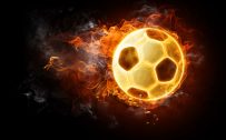 Pictures of Soccer Balls with Flames and Dark Background