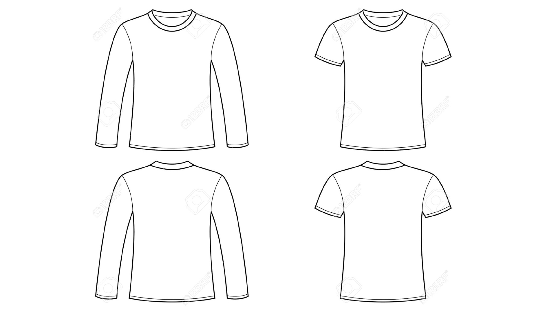 Blank Tshirt Template Clip Art with Long Sleeve - HD ...