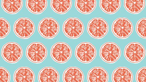 Coral Colored Wallpaper with Slice in Blue Background