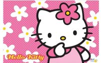 Hello Kitty Face Wallpaper with floral pink and white background