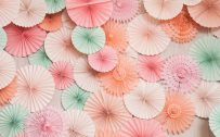 Mint and Coral Colored Paper Art Wallpaper