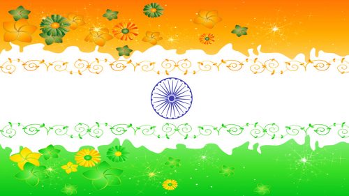 Flags of Countries - Three colors as Flags of India Symbol - floral ornaments