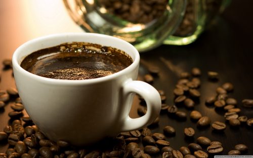 Background for laptop with Black Coffee Wallpaper in close up