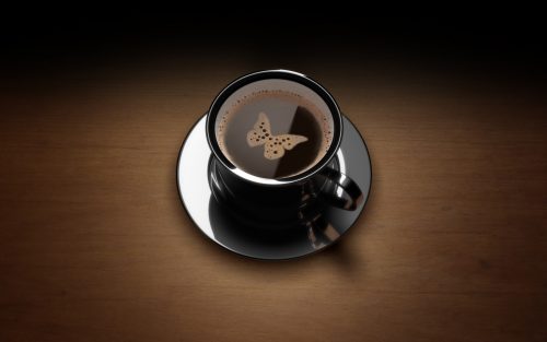 Background for laptop with Butterfly Picture on Coffee Cup
