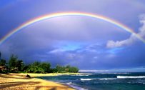 Beautiful Nature Wallpaper Big Size with Rainbow on Beach