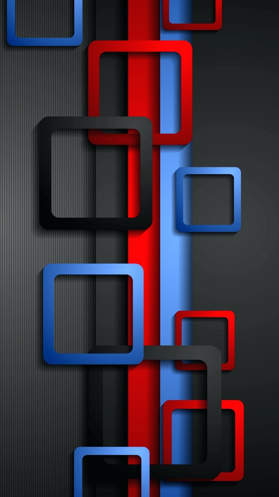 Wallpaper Full HD for Mobile with Red Blue and Black Box - HD