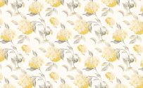 Yellow And Grey Floral Wallpaper