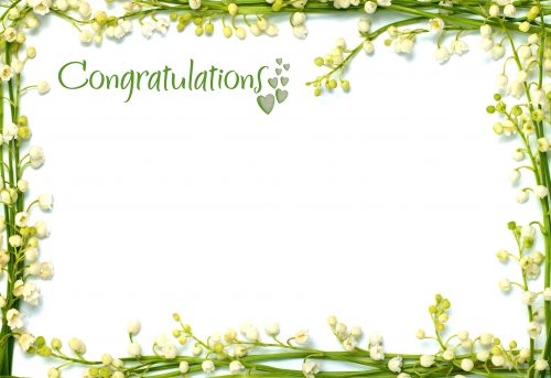 Congratulations Picture Frames with Green Floral Border