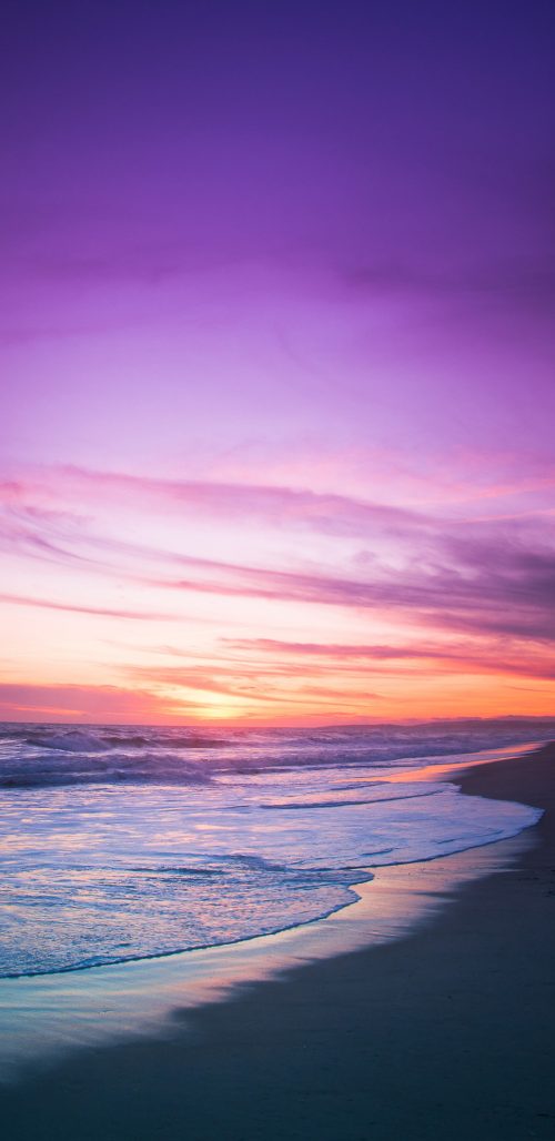 Samsung Galaxy A8+ Wallpaper with Sunset in Beach