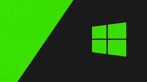 4K Black Wallpapers for Windows 10 – #10 of 10 – with Logo on Dark and Green Background