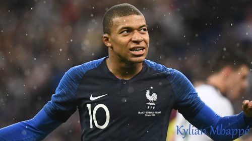 Kylian Mbappé with 2018 France Football Team Jersey for World Cup