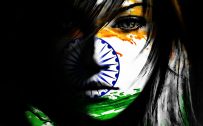 India Flag Art with Beautiful Girl Face
