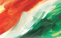 Wallpaper of Artistic Indian Flag with 3D Painting