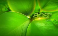 Acer Series Laptop Background with 3D Green Leaves