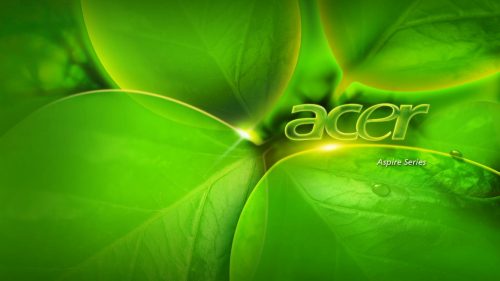Acer Series Laptop Background with 3D Green Leaves