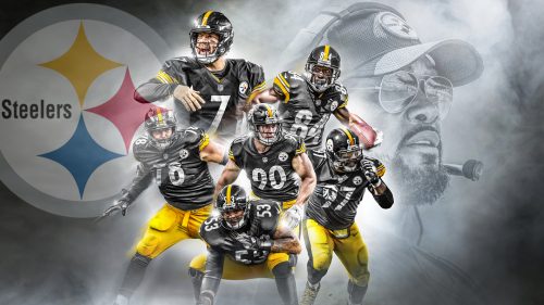 Pittsburgh Steelers Wallpaper with Picture of Players and Coach