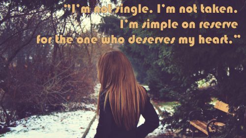 Happy single quotes wallpaper with picture of alone women