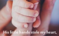 Top 20 Baby Quotes and Sayings for Mom 10 - His little hands stole my heart
