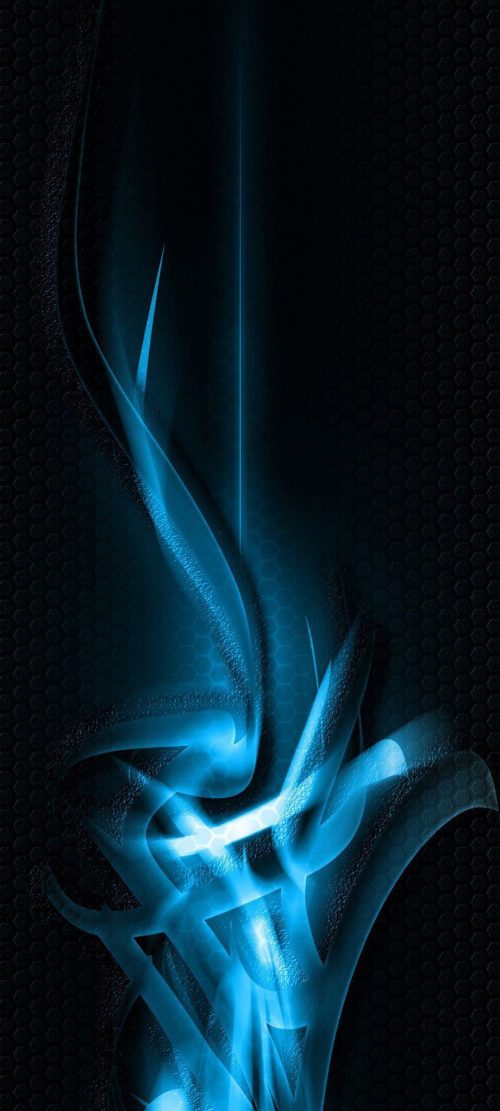 Dark Background with 3D Lights for Samsung A51 Wallpaper - 04 of 10 - Blue Light and Honeycomb Pattern