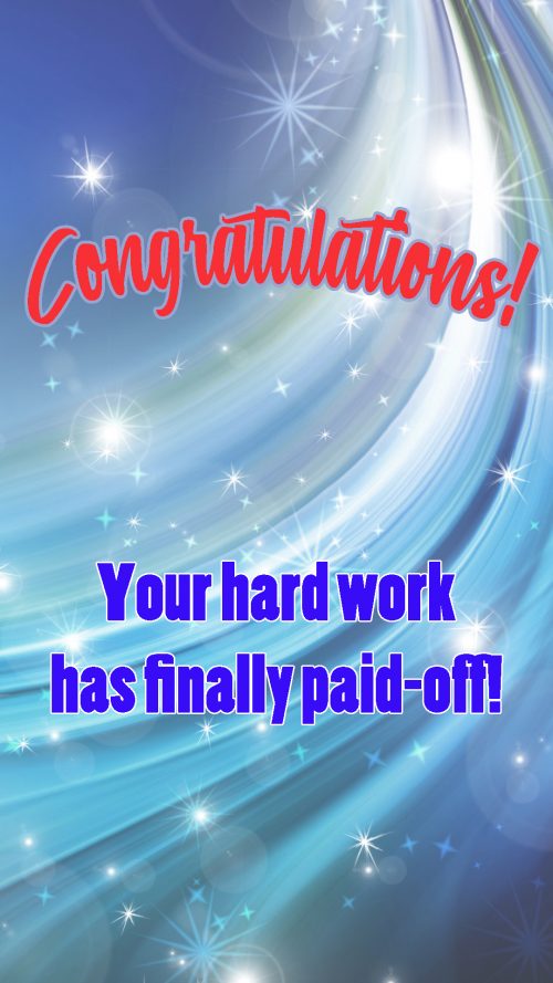 Congratulations for The Promotion Images with Abstract Blue Background