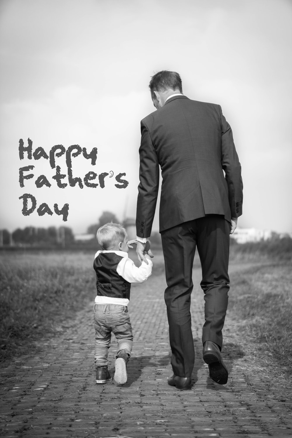 Black and White Photo of Father and Son for Father's Day Image - HD