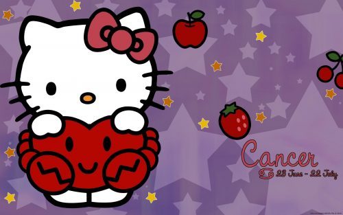 Free HD Wallpaper for Cancer Zodiac with White Cute Hello Kitty Picture