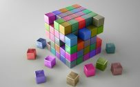 Wallpaper Full HD 3D with Colorful Cubes in White Background