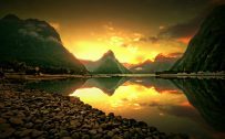 Beautiful Views of Mountain and River in The Morning for Nature Wallpaper