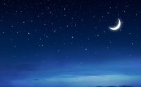 Animated Crescent Moon and Star Picture for Desktop Background and Banner Design