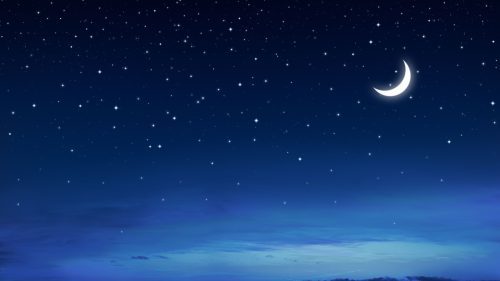 Animated Crescent Moon and Star Picture for Desktop Background and Banner Design